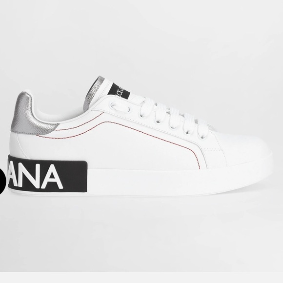 Authentic D&G Dolce& Gabbana Italy Portofino Sneakers  logo Sz40 White L… - Picture 3 of 15